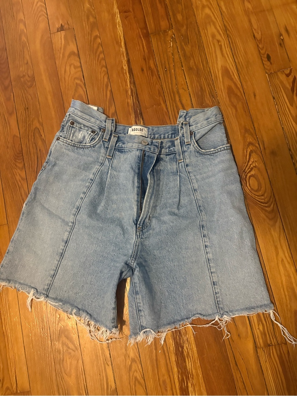 Agolde Light Wash High-Rise Denim Shorts